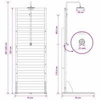 Buitendouche 225 cm Massief grenenhout en roestvrij staal Wit 11