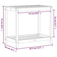 Oppottafel met schap 82,5x50x75 cm massief douglashout 10