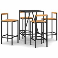 5-delige Tuinbarset poly rattan en massief acaciahout zwart 2
