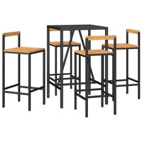 5-delige Tuinbarset poly rattan en massief acaciahout zwart 3