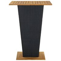 Bartafel 80x80x110 cm poly rattan en massief acaciahout zwart 3