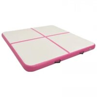 Gymnastiekmat met pomp opblaasbaar 200x200x15 cm PVC roze 2