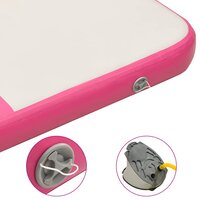 Gymnastiekmat met pomp opblaasbaar 200x200x15 cm PVC roze 7