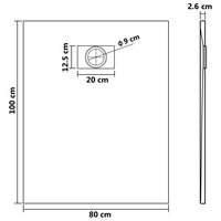 Douchebak 100x80 cm SMC grijs 8
