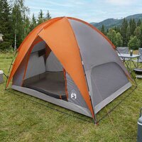 Camping Tent met Regenhoes Waterdicht Koepel Grijs en Oranje 3