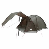 Huisje Tent met dak Bruin grijs 4-persoons Polyester en staal 2