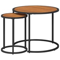 Salontafelset2 pcs Naturel en Zwart 55 x 55 x 45 cm 2
