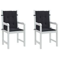 Stoelkussens 2 st lage rug ruitpatroon stof zwart 4