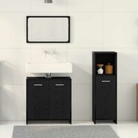 Badkamermeubelset met plank 3 pcs Zwart Eiken Bewerkt hout 4