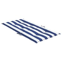 Stoelkussens 2 st lage rug gestreept stof wit en blauw 6