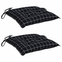 Stoelkussens 2 st ruitpatroon 40x40x7 cm stof zwart 3