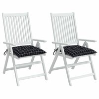 Stoelkussens 2 st ruitpatroon 40x40x7 cm stof zwart 4