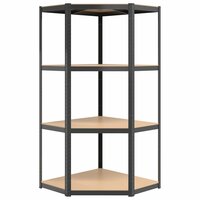 Opbergrek 4-laags staal en bewerkt hout antracietkleurig 4