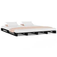 Palletbed massief grenenhout zwart 140x190 cm 2