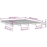 Palletbed massief grenenhout zwart 140x190 cm 8