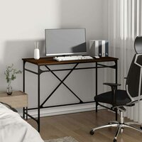 Bureau 100x50x75 cm bewerkt hout en ijzer bruin eikenkleur 3