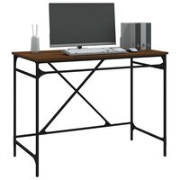 Bureau 100x50x75 cm bewerkt hout en ijzer bruin eikenkleur 4
