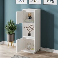 Hoge kast 38x35x117 cm massief grenenhout wit 10