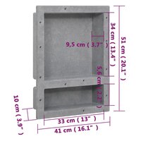 Douchenis met 2 vakken 41x51x10 cm matgrijs 7