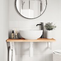Badkamer wandschap staal en massief beukenhout 3