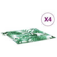 Stoelkussens 4 st bladpatroon 40x40x4 cm stof 2