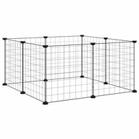 Vrijloophok met 8 panelen, zwart, 70x70x35 cm, staal 2