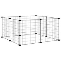 Vrijloophok met 8 panelen, zwart, 70x70x35 cm, staal 5