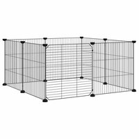 Vrijloophok met 8 panelen en deur, zwart 70x70x35 cm staal 3