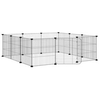 Vrijloophok met 12 panelen en deur, zwart 105x105x35 cm staal 2