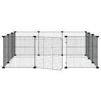 Vrijloophok met 12 panelen en deur, zwart 105x105x35 cm staal 4