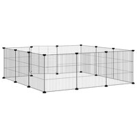 Vrijloophok met 12 panelen en deur, zwart 105x105x35 cm staal 6