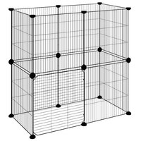 Vrijloophok met deur 12 panelen 35x35 cm staal zwart 4