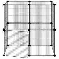 Vrijloophok met deur 12 panelen 35x35 cm staal zwart 5