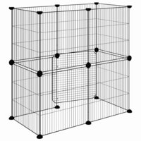 Vrijloophok met deur 12 panelen 35x35 cm staal zwart 7
