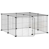 Vrijloophok met deur 12 panelen 35x35 cm staal zwart 2