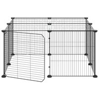 Vrijloophok met deur 12 panelen 35x35 cm staal zwart 4