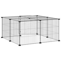 Vrijloophok met deur 12 panelen 35x35 cm staal zwart 6