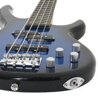 Basgitaar voor beginners elektrisch met tas 4/4 46&amp;quot; blauw zwart 7