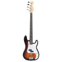 Basgitaar voor beginners elektrisch met tas 4/4 46&amp;quot; bruin wit 3