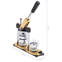 Buttonmachine met cirkelsnijder draaipunch 25 mm 9