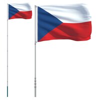 Vlag met vlaggenmast Tsjechi&amp;euml; 5,5 m aluminium 2