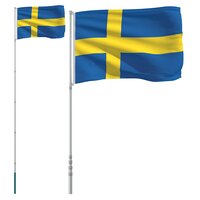 Vlag met vlaggenmast Zweden 5,5 m aluminium 2