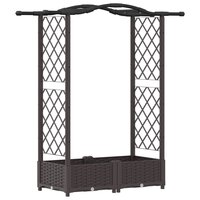 Verhoogde tuinbak met Trellis en Dak Bruin 124 x 40 x 123 cm PP 2