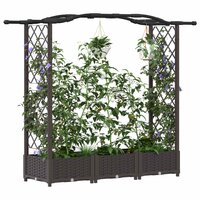 Verhoogde tuinbak met Trellis en Dak Bruin 169 x 40 x 123 cm PP 3