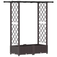 Verhoogde tuinbak met Trellis en Dak Bruin 122,5 x 40 x 121 cm PP 2