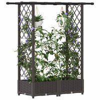 Verhoogde tuinbak met Trellis en Dak Bruin 122,5 x 40 x 121 cm PP 3