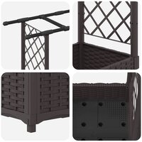 Verhoogde tuinbak met Trellis en Dak Bruin 164 x 40 x 121 cm PP 6