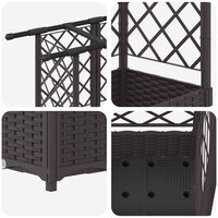 Verhoogde tuinbak met Trellis en Dak Bruin 124 x 40 x 121 cm PP 6