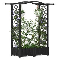 Verhoogde tuinbak met Trellis en Dak Zwart 124 x 40 x 123 cm PP 3