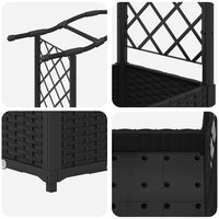 Verhoogde tuinbak met Trellis en Dak Zwart 169 x 40 x 123 cm PP 6